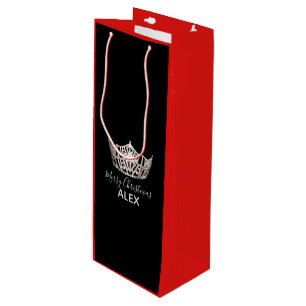 Miss America Silver Crown Red Geschenktasche Weihn Geschenktüte Für Weinflaschen