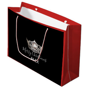 Miss America Silver Crown Red Geschenktasche Weihn Große Geschenktüte