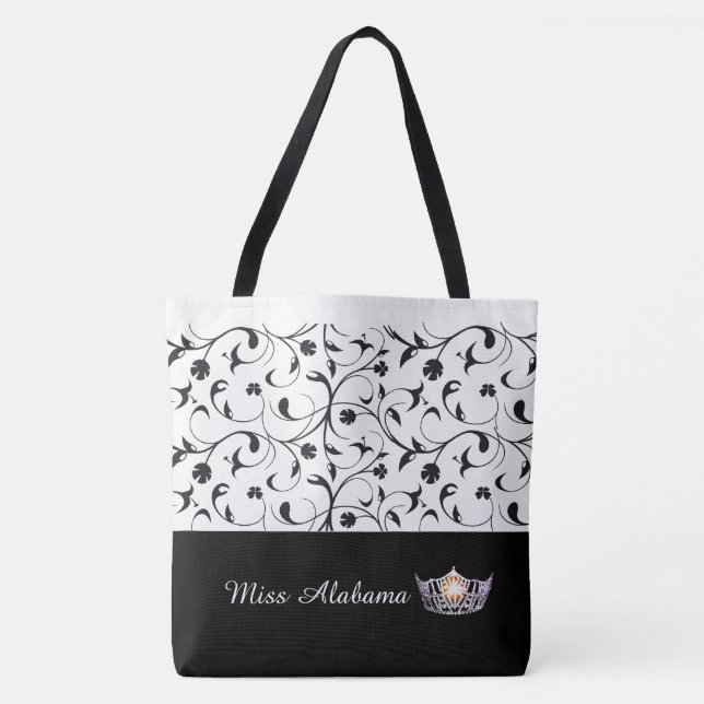 Miss America Silver Crown Tote Bag-BLK Scroll (Vorderseite)