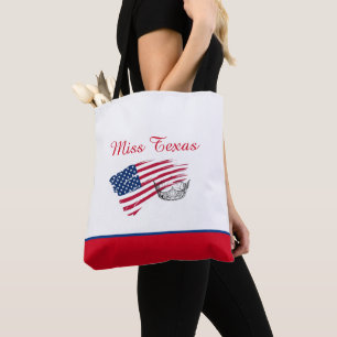Miss America Silver Crown Tote Bag-Medium US Flag