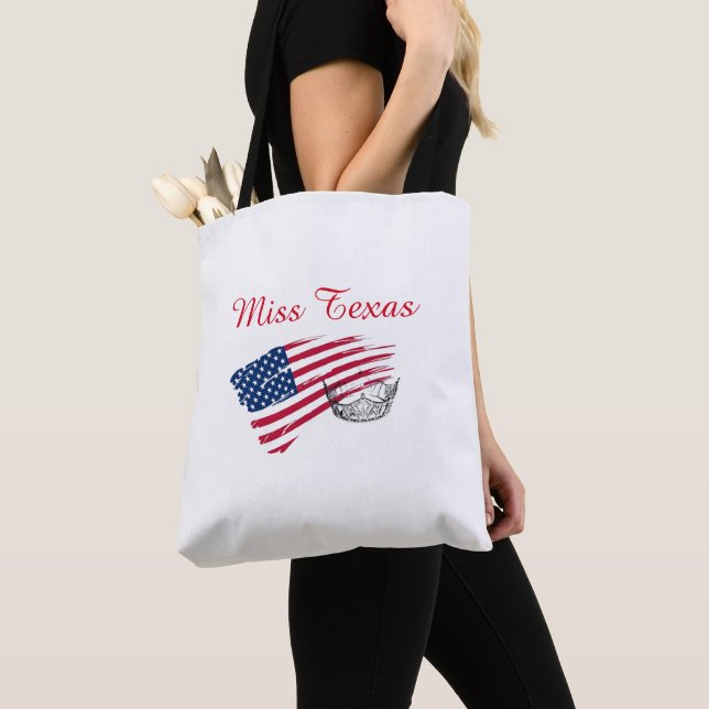 Miss America Silver Crown Tote Beutel Große US-Fla (Von Nahem)