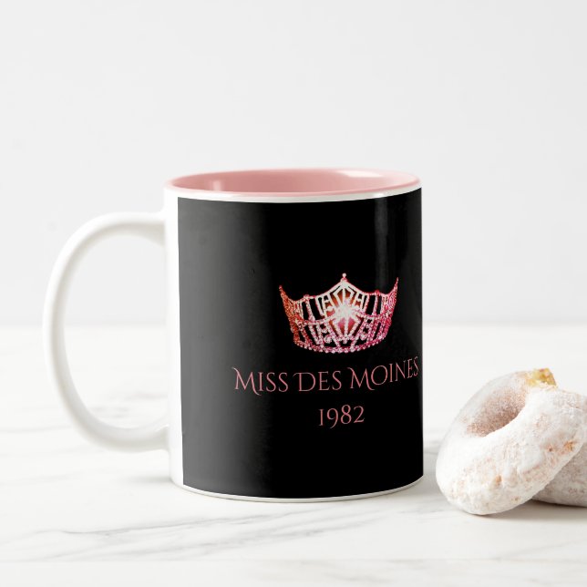 Miss America Stil Individuelle Name Coral Crown Ta Zweifarbige Tasse (Mit Donut)