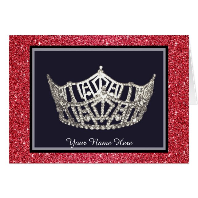 Miss America Style Crown Custom Note Card (Vorderseite (Horizontal))