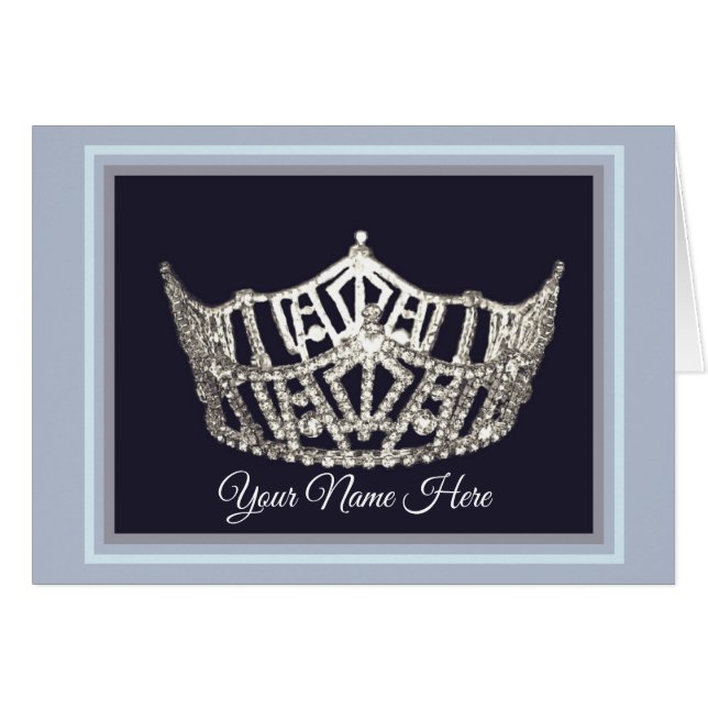 Miss America Style Crown Custom Note Card (Vorderseite (Horizontal))