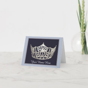 Miss America Style Crown Custom Note Card Dankeskarte