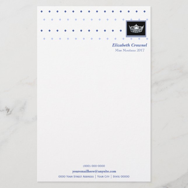 Miss America style Crown & Diamonds Stationery Briefpapier (Vorderseite)