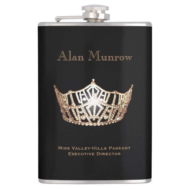 Miss America Style Crown Flask Individuelle Name Flachmann (Vorderseite)