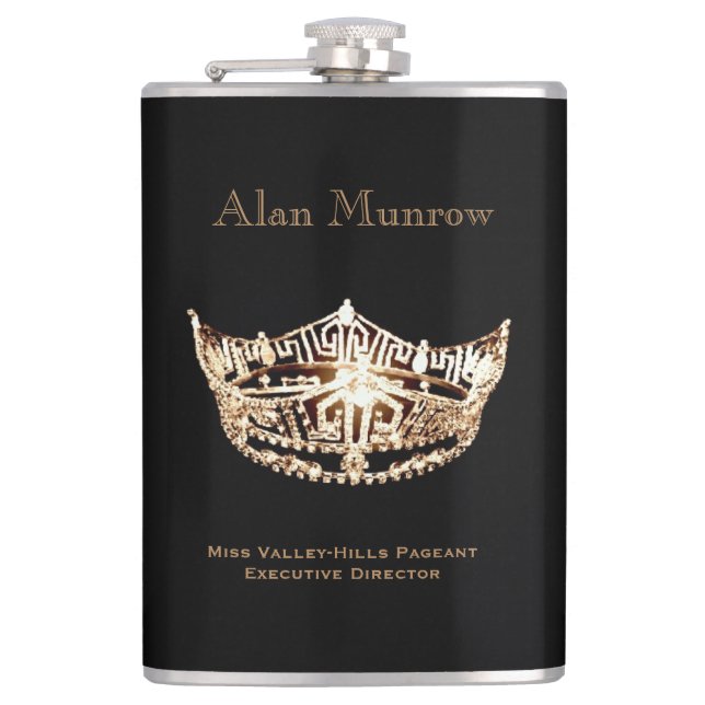 Miss America Style Crown Flask Individuelle Name Flachmann (Vorderseite)