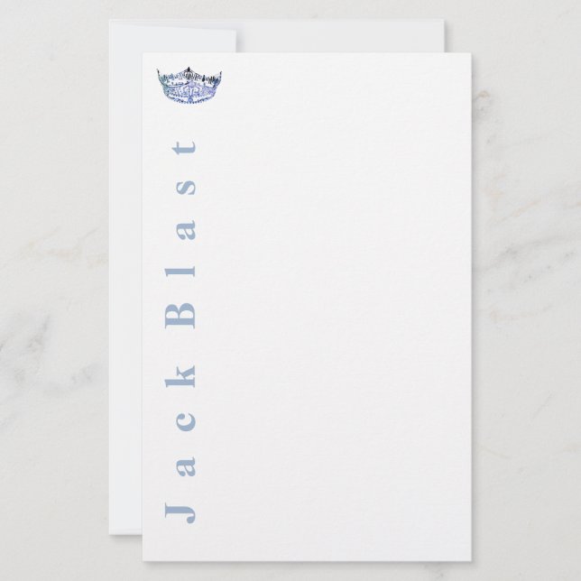 Miss America style Crown Stationery-Blue/White Sto Briefpapier (Vorderseite)