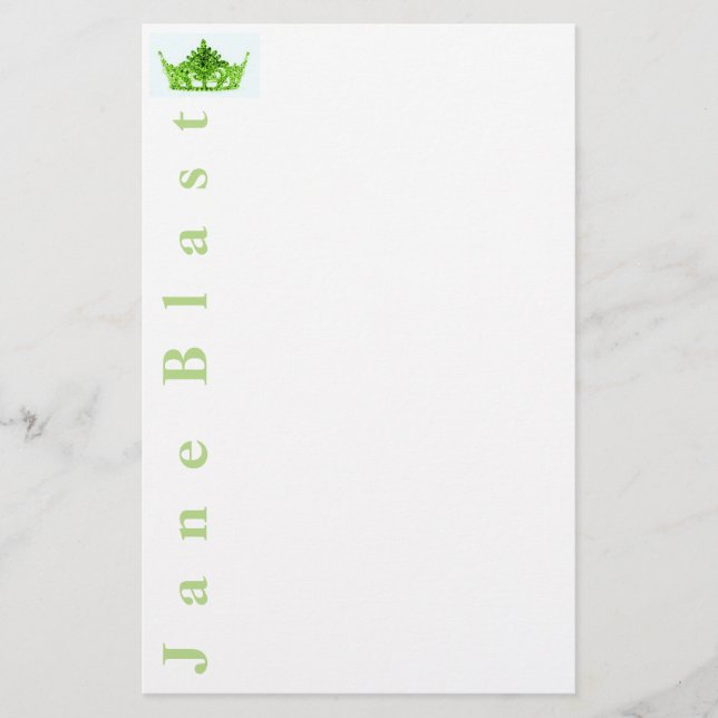 Miss America style Crown Stationery Green/White Briefpapier (Vorderseite)