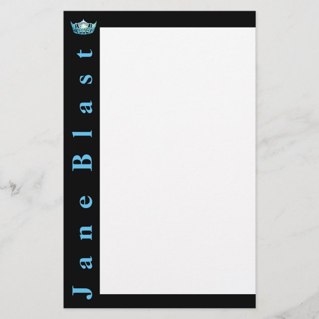 Miss America style Crown Stationery-Turquoise/Was Briefpapier (Vorderseite)