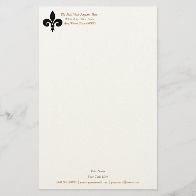 Miss America style Fleur Di Li Stationery Sheet Briefpapier (Vorderseite)