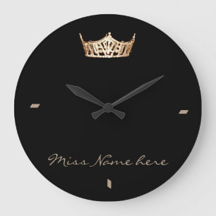 Miss America Style Gold Crown Clock Große Wanduhr