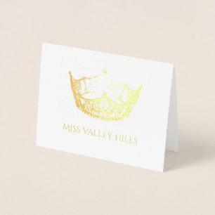 Miss America Style Gold Foil Crown Note Card Folienkarte