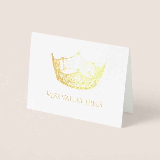 Miss America Style Gold Foil Crown Note Card Folienkarte (Vorderseite)