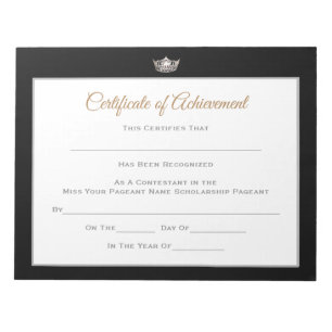 Miss America style Pageant Certificates-Achievment Notizblock