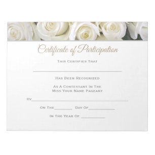 Miss America style Pageant Certificates-particptme Notizblock
