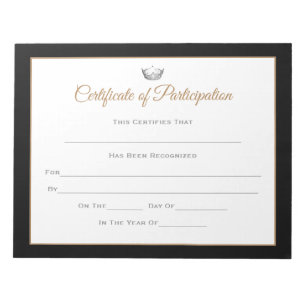 Miss America style Pageant Certificates-particptt Notizblock