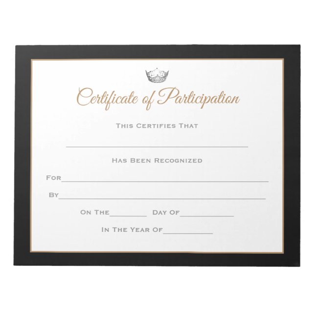 Miss America style Pageant Certificates-particptt Notizblock (Vorderseite)
