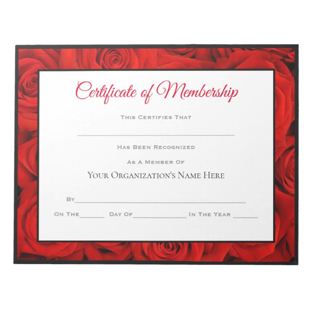 Miss America style Pageant Certificates - Rose Notizblock (Vorderseite)