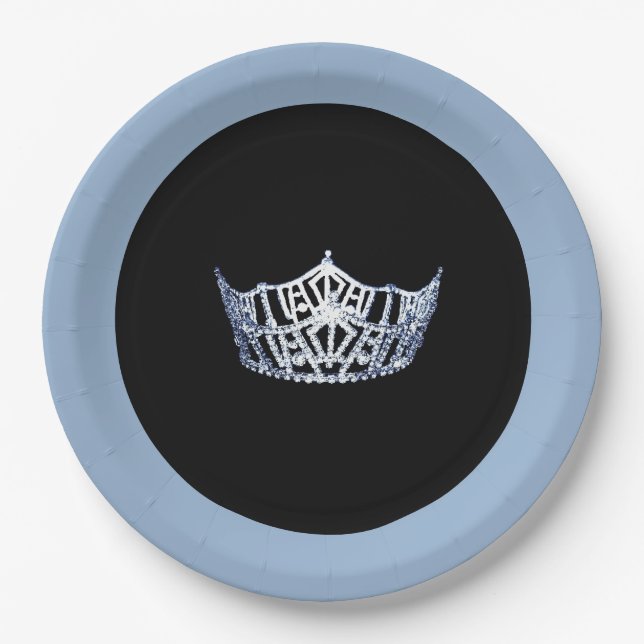 Miss America style Pwdr Blue Crown 9" Paper Teller (Vorderseite)