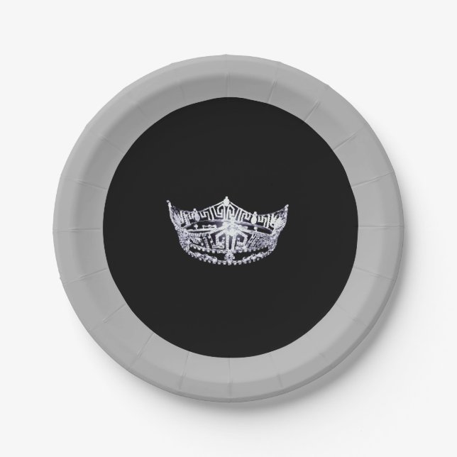 Miss America style Silver Crown 7" Paper Tellers Pappteller (Vorderseite)