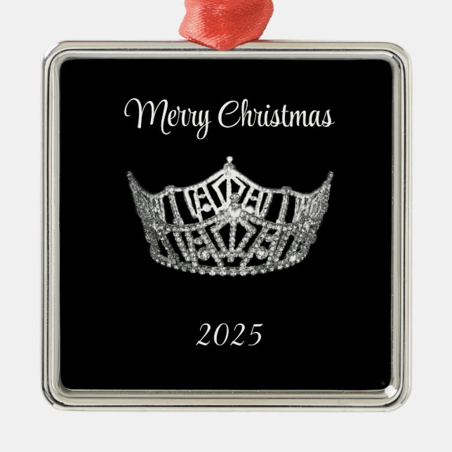 Miss America style Silver Crown Christmas Ornament (Vorne)