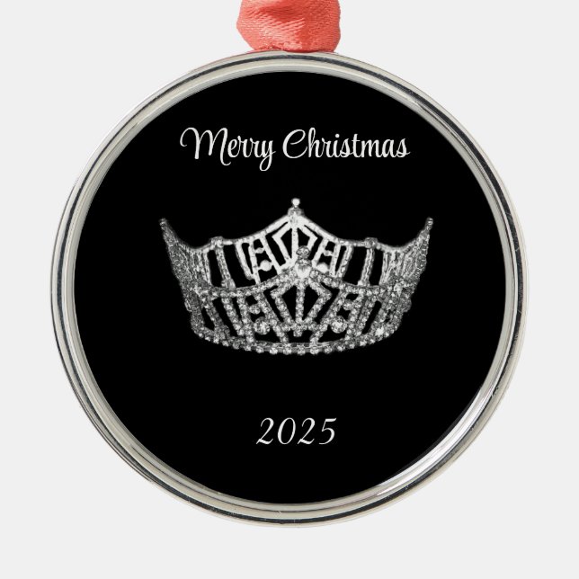 Miss America style Silver Crown Christmas Ornament (Vorne)