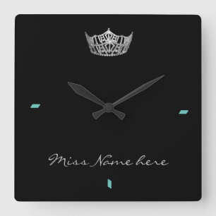 Miss America Style Silver Crown Clock Quadratische Wanduhr