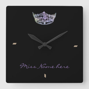 Miss America Style Silver Rain Crown Clock Quadratische Wanduhr
