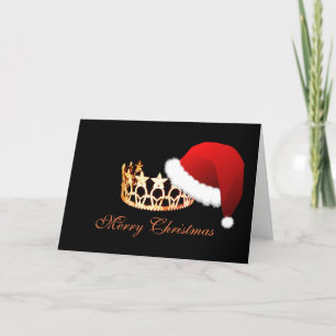 Miss America Weihnachtsmannmütze Orange Crown Card Feiertagskarte