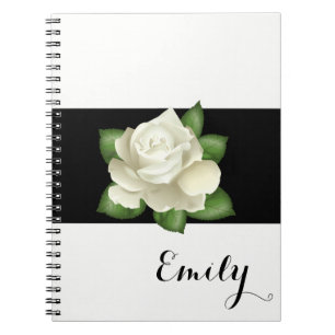 Miss America White Rose Notebook - Individuelle Na Notizblock