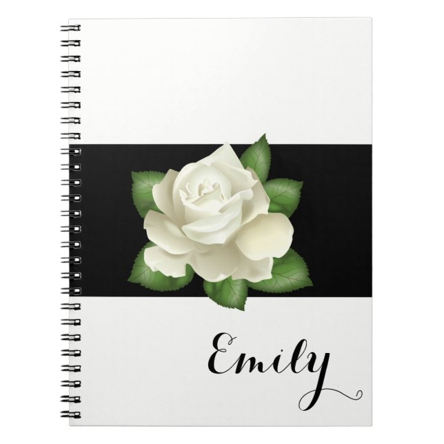 Miss America White Rose Notebook - Individuelle Na Notizblock (Vorderseite)
