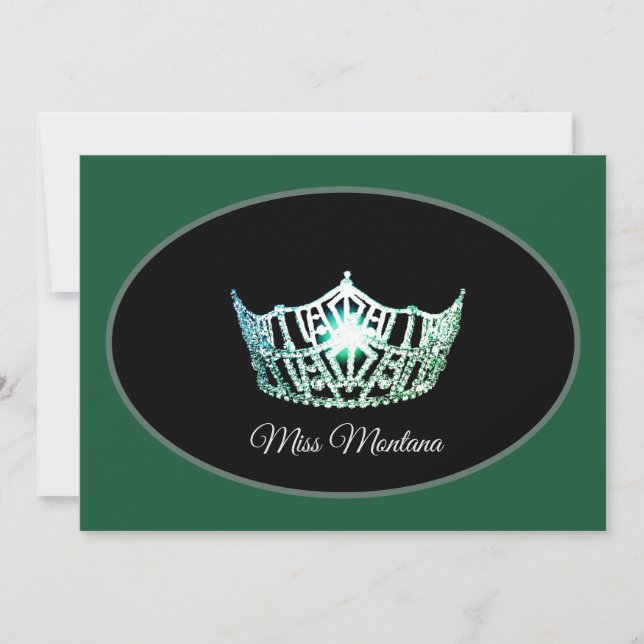 Miss Amerika flache Note Card Silver Crown Green Mitteilungskarte (Vorderseite)