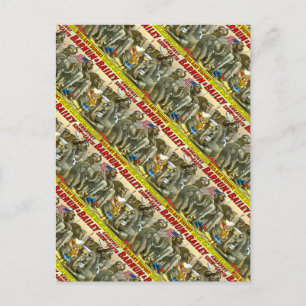 Miss Amy Dupont und War Elephants Vintag Circus Postkarte