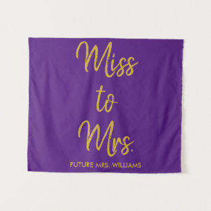 Miss an Mrs Backdrop Lila und Gold Brautparty Wandteppich