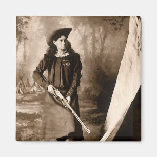 Miss Annie Oakley mit Gun, Vintages Foto Portrait Magnet