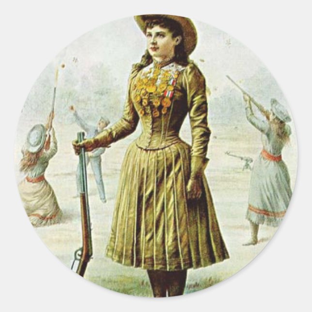 Miss Annie Oakley Runder Aufkleber (Vorderseite)