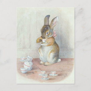 Miss Bunny Drinking Tee Postkarte