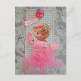 Miss dich! Lass uns Chat machen! Postkarte