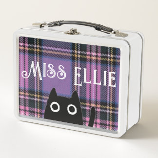Miss Ellie und Katze Lila Kariert/Weiß Lunchbox