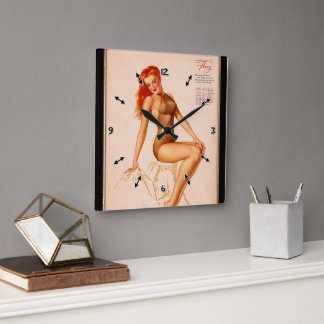 Miss Februar Varga Girl 1946 Button-up-Kalender Quadratische Wanduhr