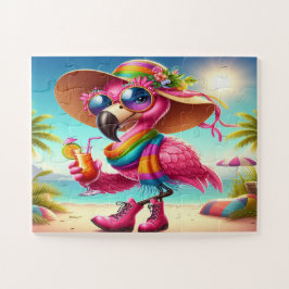 Miss Flamingo am Strand Puzzle