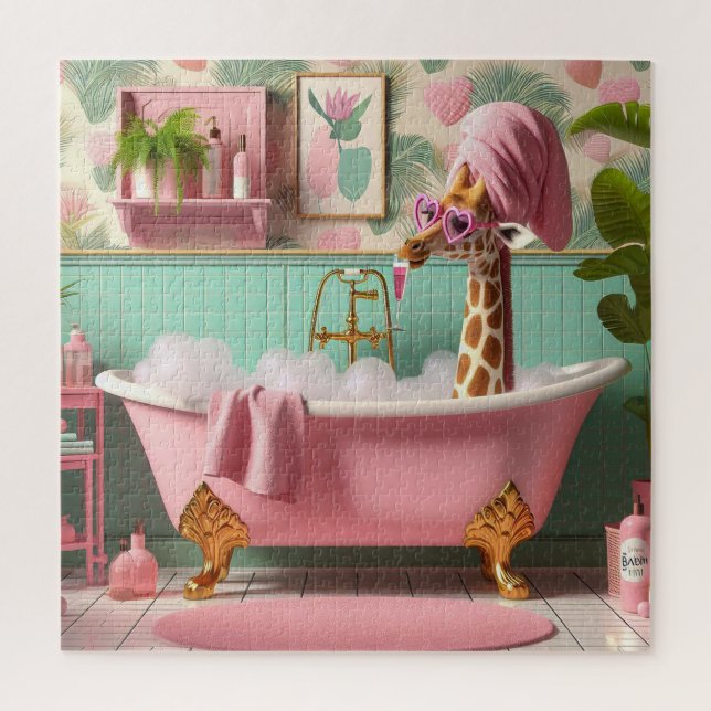 Miss Giraffe macht einen Bubble Bath Puzzle (Vertikal)