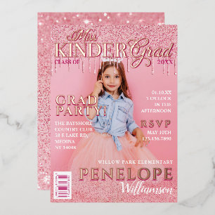 Miss Kinder Grad Pink Glitzer Tropfen Magazine Cov Folieneinladung