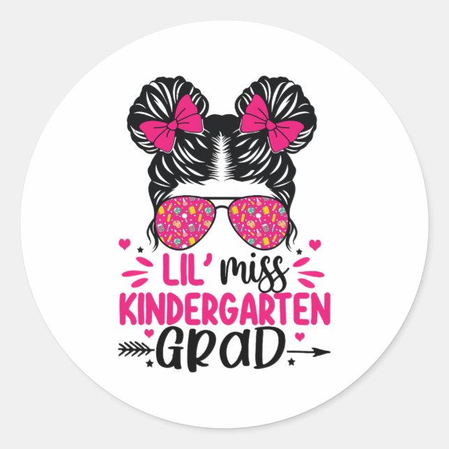 Miss Kindergarten Grad Abschluss Graduated Girls Runder Aufkleber (Vorderseite)