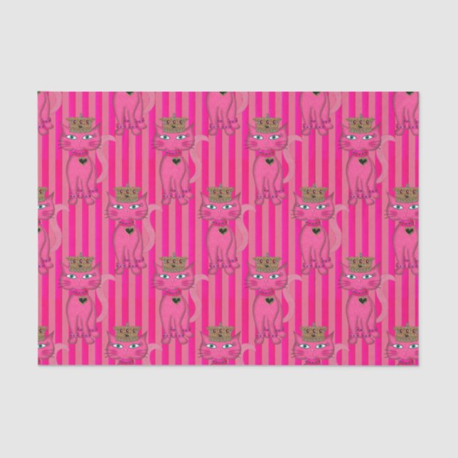 Miss Kitty, rosa Glitzer 2AO-GEWEBE-WRAPPING-PAPIE Seidenpapier (Vorderseite)