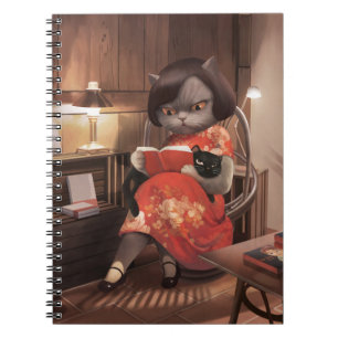Miss Meow - Vintage Katze Reading Time Notizblock