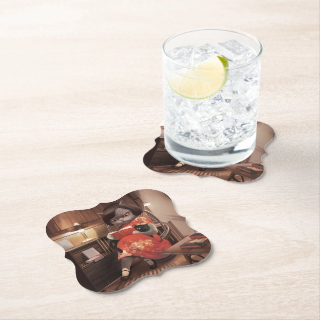 Miss Meow - Vintage Katze Reading Time Untersetzer (Vor Ort)