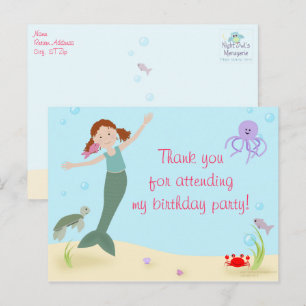 Miss Mermaid Party Vielen Dank Postkarte